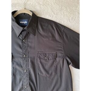 Wrangler Mens Western Shirt L Black Pearl Snap Long Sleeve Cowboy Workwear Rodeo